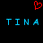 Red pixelated heart above blue text 'TINA TINA' on black background, static image with no animation.