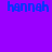 Blue text 'hannah' on purple background with two yellow-orange gradient circles appearing in bottom-left and top-right positions.