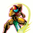 Pixelated 48x48 static buddy icon of a humanoid robot in dynamic pose with glowing blue eyes and yellow energy trail, rendered in retro game style on white background.