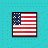 Four pixelated American flag icons in square, heart, star, and circle shapes on a cyan background with dotted grid pattern.