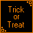 A 3x3 grid of nine black square icons with orange borders and pixelated text, each displaying a different Halloween-themed phrase in orange pixel font on a black background.