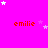 Bright pink background with repeated red text 'emilie' and scattered white/pink stars; gray rectangle in bottom-right corner.