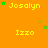yellow text labels on an orange background, with green and brown stars scattered around, some labels showing 'Josalyn' and others 'Izzo'
