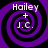 Four identical purple and black spiral patterns with white text 'Hailey + J.C.' overlaid, arranged in a on a black background