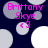 Pixelated icon with pink text 'Brittany Skye' and '+3', surrounded by shifting gray and white circles on dark blue background.