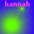 Four- shows pink 'hannah' text above green glowing orbs on blue gradient backgrounds with dotted lines connecting them