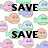 Pixelated pastel whale icons repeat across a white background with bold black text reading SAVE THE WHALES!!