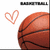 A basketball-themed buddy icon with red text and a heart symbol, showing sequential changes in visible text across frames.