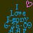 Pixelated blue text reads 'I Love Kepdy G-5-09' with a pink heart symbol above, on dark green background.