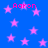 Blue background with pink stars and repeated 'Aaron' text in bright pink pixelated font.