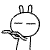 A black-and-white animated sequence of a cartoon character with bunny ears, closed eyes, and a hand near its mouth, showing subtle hand and head movements across frames.