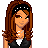 Pixel art character with brown hair, black headband, and dark gray crop top holding a yellow object.