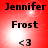 Red background with black text 'Jennifer Frost' and '<3', two versions differ in light flare position.