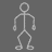 A contact sheet of 22 stick figure animation frames arranged in a 5x5 grid showing sequential motion from standing to various arm poses.