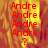 Red text 'Andre' repeated four times vertically with a question mark below on a blurred warm-toned background.