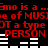 Red text on black background repeats 'Sno is a ...' and 'a type of MUScle' with white horizontal bars below each line, forming a pixelated animation.