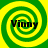 Four identical green and yellow spiral patterns arranged in a , each containing the text 'Vinny' in black pixelated font