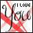 Pixelated graphic with 'I LOVE You' text over red starburst pattern, showing color variation in 'LOVE'