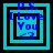 Four variations of a blue and black pixelated icon with 'P.S. I Love You <3' text, each showing different border configurations.