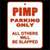 Pixelated sign with red text reading 'FIMP', 'FARRIPO', 'ONLY', and smaller text below on white background with brown border