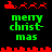 Red pixelated Santa sleigh with reindeer above green text 'merry christ-mas' on black background, repeated in two with red horizontal line separators