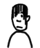 Four-frame black-and-white stick-figure animation showing a character's head and upper body in different poses across frames.
