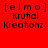 [e] [e] [e] on red background with yellow blocks; text reads Krutial Kreations. in pixelated font.