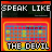 Animated contact sheet of 18 frames showing a pixelated icon with text "SPEAK LIKE THE DEVIL" and grid-like pattern, where the word "LIKE" alternates between yellow and white lettering across frames.