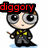 Pixelated character with large eyes, brown hair, black robe with yellow accents holding a wand on white background.