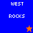 A split-screen graphic with blue and orange sections displaying 'WEST' and 'ROCKS' text, featuring an orange star in the top-right corner of the blue section and a blue star in the bottom-left corner of the orange section.