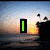 A four- shows a sunset beach scene with text appearing sequentially: 'I', then 'LOVE', then 'DANNY!' in bright green block letters