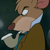 Pixelated close-up of a light brown mouse character with large white eyes, pink inner ears, and a brown nose, wearing a white shirt and brown jacket against a dark background.