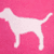 Pink background with white dog silhouette, black moose silhouette on white, brown seagull in flight on white.