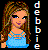 Pixelated icon of a woman with long brown hair wearing a light blue sleeveless top, standing against black background with vertical text on right.