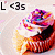 Pixelated icon shows stylized character with purple hair and red clothing against light background, left side displays 'L <3s' text.