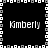 Black background with white and gray pixelated border, four instances of 'Kmberly' text in