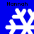 Four white snowflake icons on a solid blue background, each labeled with the text 'Hannah' above or below.