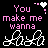 Pixel art contact sheet showing two identical frames of pink text and white symbols on black background with pixelated butterflies at bottom.