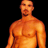 Static pixelated image of a shirtless male figure with orange-toned skin against black background, rendered in low-resolution 256x256 pixels.