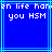 Blue background with light blue lines and white pixelated text reading 'en life han en life han you HSM you HSM' in two identical side-by-side sections