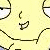 A 2x2 contact sheet of four animated frames featuring a yellow cartoon character with large eyes and a small nose, displayed against light blue and solid blue backgrounds with visible pixelation and dithering effects.