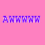 Pink background with repeating blue pixelated text and a small inset image of two people kissing in green and white clothing