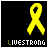 Yellow ribbon symbol on black background with 'LIVESTRONG' text below, displayed in a of repeated identical frames