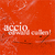Red background with white text 'accio' and smaller text 'franksicons.com', featuring a stylized black line drawing of a figure in motion.