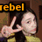 Four- shows a person with long dark hair in various poses, each labeled 'rebel' in different colors