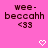 Pink background with repeated text "wee-beccahh <33" and white pixelated hearts in a