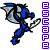 Animated contact sheet showing five sequential frames of a blue dragon character with gray wings holding a sword, displayed alongside vertical purple text reading "ESCAPE" on the right side of each frame.