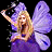 Pixelated fairy with blonde hair and purple wings holds a wand, standing against black background next to green text reading 'Original Icons .com'.