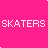 A static image with a bright pink background displaying repeated text and a central logo element.