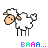 Pixelated sheep with light brown face and white wool stands in a , each frame showing slight head turn variation beneath multicolored 'EAAA...' text